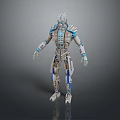 Futuristic Sci Fi Robot Game and Movie Character With Mechanical Armor and Silver Blue Design