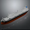 Large Cargo Ship As Water Transport With Red Black Hull And Deck Cranes