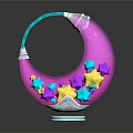 Pink Crescent Shaped Medical Device With Colorful Stars And Transparent Base For Kids