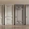 Light Colored Hinged Doors With Various Designs And Brass Handles In Interior 3d model