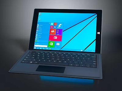 Modern 2 in 1 Tablet Laptop With Keyboard And Windows Interface App Icons 3d model