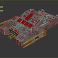 Cosmic Spacecraft Armored Design With Weapon Systems And Metal Surface 3d model