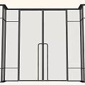 Modern Swing Door Design With Glass Panels And Black Metal Frame For City View