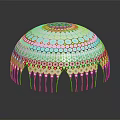 Elegant Spherical Mosaic Furniture Lamp With White Glass And Gold Tassel Design