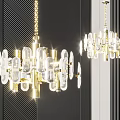 Elegant Modern Crystal Chandelier With Gold Frame And Contemporary Hanging Lighting Design