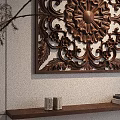Elegant Wall Cabinets Design With Carved Decorative Panel Wooden Shelf And Books