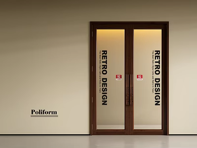 Retro Design Double Glass Doors With Wooden Frame By Poliform 3d model