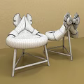 Modern Single Chair Design With Bow Backrest And Woven Seat Wooden Legs For Interior