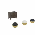 Dark Wood Bedside Table With Two Drawers Star-shaped Handle Vertical Striped Design And Gold Legs