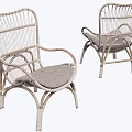 Stylish Light Colored Rattan Outdoor Chairs With Woven Backrest And Armrests