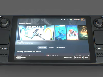 Handheld Entertainment Gaming Console with Large Screen Showing Recent Games Portal 2 Friends 3d model