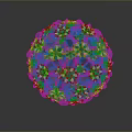 Colorful Spherical Molecular Structure with Intricate Geometric Pink Purple Blue Patterns