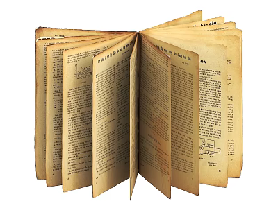 Open Old Book With Yellowed Pages Text And Detailed Diagrams 3d model