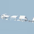 Row Of Traditional Thatched Houses With Various Structures And Outdoor Furniture