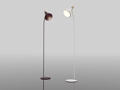Modern Floor Lamps with Dark and White Finish Adjustable Heads and Circular Base 3d model