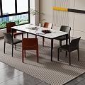 Modern Dining Table and Chair Combination Rock Board Dining Table and Chair Combination 3d model