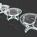 Multiple Circular Tables With Diverse Wooden Bases And Classic Design Styles 3d model