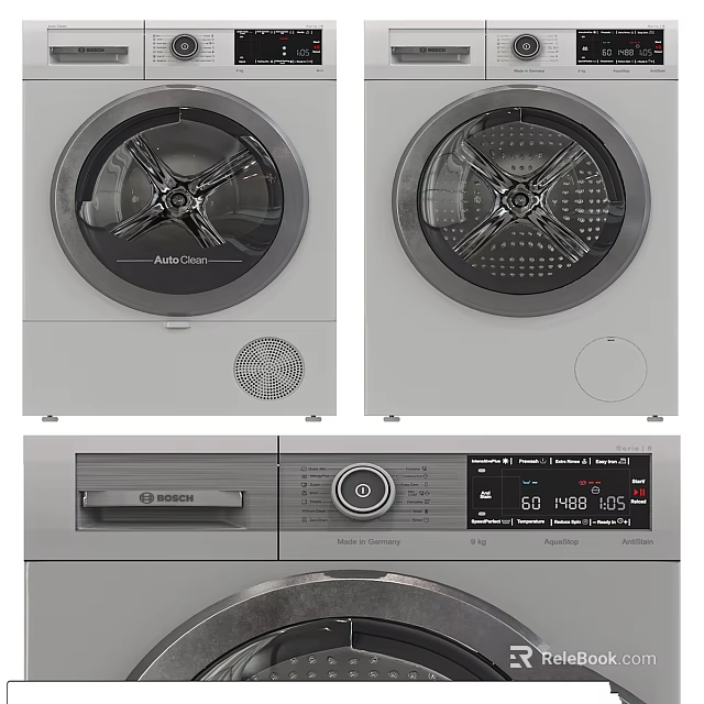 Modern Front Load Washing Machine With Digital Display Control Panel And Wash Programs 3d model 