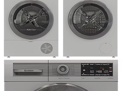 Modern Front Load Washing Machine With Digital Display Control Panel And Wash Programs 3d model