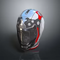 Modern Weapon Tactical Helmet With Silver Black Red Design And Transparent Visor