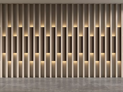 Modern Background Wall Design With Vertical Slats And Built in Lighting 3d model