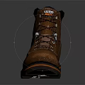 Brown Work Boots With Black Toe Gray Laces And Orange Sole Accent