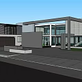 Modern Detached Villa With Large Glass Windows Swimming Pool And Outdoor Lounge Chairs