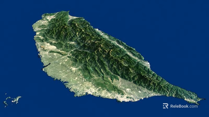 Aerial Planning of Mountainous Coastal Area With Surrounding Ocean Terrain 3d model 