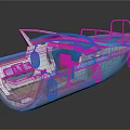 Wooden Boat With Blue Seats Wooden Deck And Blue Buoys Railings Design