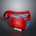 Red And Blue Embroidered Fabric Bag With Traditional Ethnic Design Details