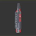 3D Model of Cosmic Space Carrier With Blue Deck Red Base and Circular Markers