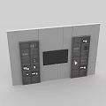Modern Living Room Wall Design With TV And Side Wine Cabinets Storage Shelves