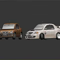 Orange And White Cars With Sedan Body And Sporty Rear Spoiler Design