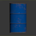 Blue Rusty Oil Barrel On Black Surface With Reflection And Industrial Look