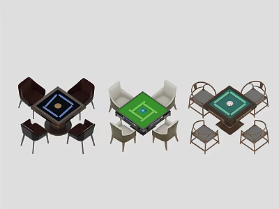 Colorful Entertainment Tables with Matching Chairs for Recreational Game Room 3d model