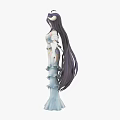 Elegant Game Movie Character With Long Black Hair White Dress And Headpiece