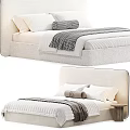 Modern Double Bed Design With Soft Headboard And Comfortable Bedding Pillows Blanket 3d model