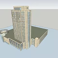 Modern High Rise Tower And Low Rise Structure With Contemporary Architectural Design Elements 3d model