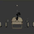 Tactical Weapon Equipment Components Featuring Helmet Optic Sight And Communication Headphones