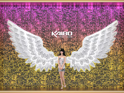 Popular Photo Spot With Giant White Wings And Sequin Background Featuring KAI80 Logo 3d model