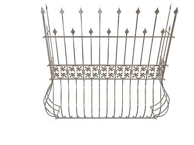 Ornate Wrought Iron Garden Landscape Plant Holder With Decorative Spikes And Floral Patterns 3d model