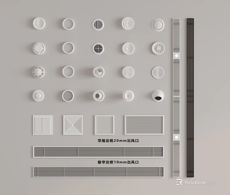 Various Air Conditioner Air Vents with Different Design Styles for Home Interior Decoration 3d model 