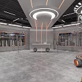Modern Clothing Store Interior With Shoe Displays Clothing Racks And Display Tables