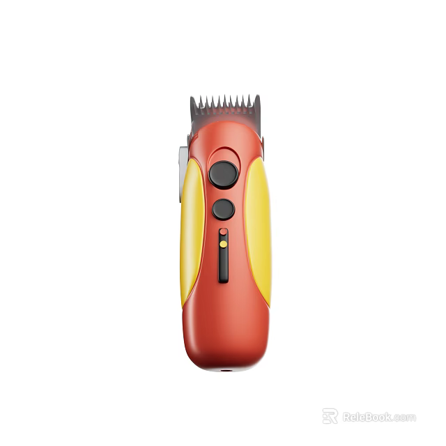 Modern Red And Yellow Electric Hair Clipper With Adjustable Blades And Buttons 3d model 