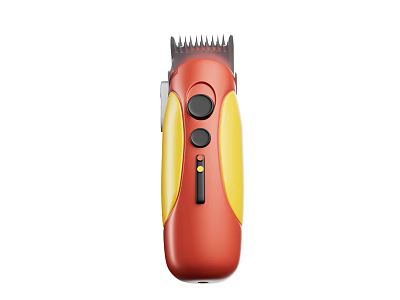 Modern Red And Yellow Electric Hair Clipper With Adjustable Blades And Buttons 3d model