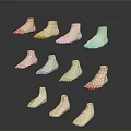 White Foot Models in Different Angles Arranged in Rows on Gray Gradient Background 3d model