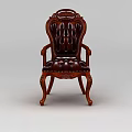 Technology Exhibition Hall Features Dark Brown Carved Leather Chair With Armrests And Tufted Surface