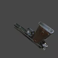 Black Pistol with Wooden Grip and Long Barrel Detailed View