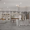 Stylish Clothing Store Interior Featuring Fashion Apparel Racks And Display Shelves