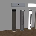Multiple Air Conditioner Fans Wall Mounted And Standing In Various Colors Indoor
